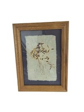 Vtg Framed Pressed Flowers Wooden Frame Bohemian Natural Decor Floral Abstract