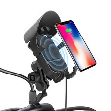 Motorcycle GPS Navigation Phone Holder Mount 15W Wireless Charger Fast Charging