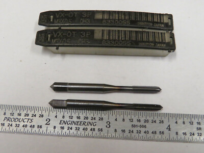 OSG HSS M3x0.5 Spiral Point 4 Flute Plug Tap, 2 Pcs, TiCN Coated