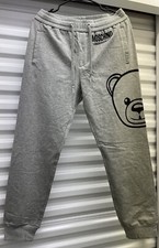 Moschino New Men Track Pants Toy Bear Print in Grey