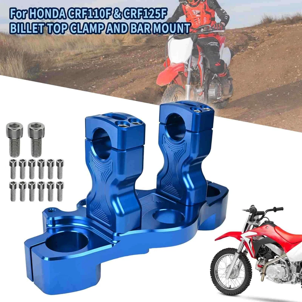 Para HONDA CRF110F CRF125F 2019-2023 ABRAZADERA SUPERIOR Y MONTAJE EN BARRA 1.5" Aluminio ROJO Foto 4 de 4