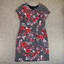 Adrianna Papell Dress Womens 14 Short Sleeve Rear Zip Floral