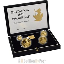 1991 Proof Britannia Gold 4-Coin Set Boxed