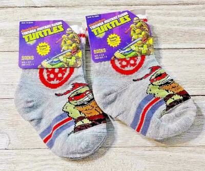 Teenage Mutant Ninja Turtles Boy's Socks Size 4-5.5 Safety Toe 2 Pair 