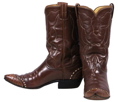 Tony Lama Brown Wingtip Cowboy Western Boots Vintage US Made