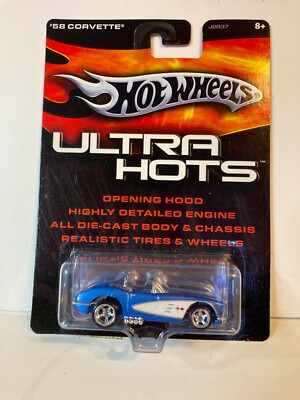 Hot Wheels 1958 Corvette Blue W/Real Riders Ultra Hots    