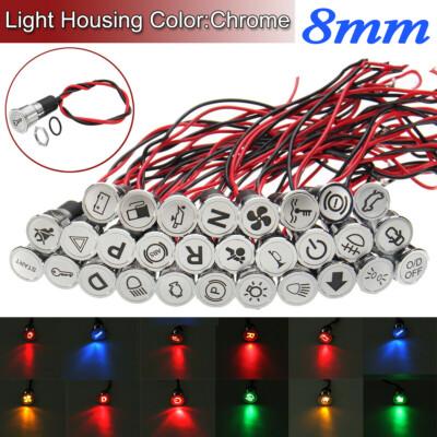 8mm Auto Anzeigelampe LED Signal Warn Licht Kontrollleuchte Universal 12V