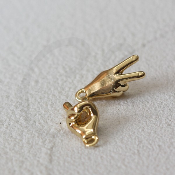 Alternate view of One Piece Premium Plated Hand Shape Charm (4648c)