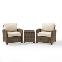 Crosley Bradenton 3 Piece Wicker Patio Sofa Set With Sand Cushions on sale Crosley Bradenton 3 Piece Wicker Patio Sofa Set With Sand Cushions on sale