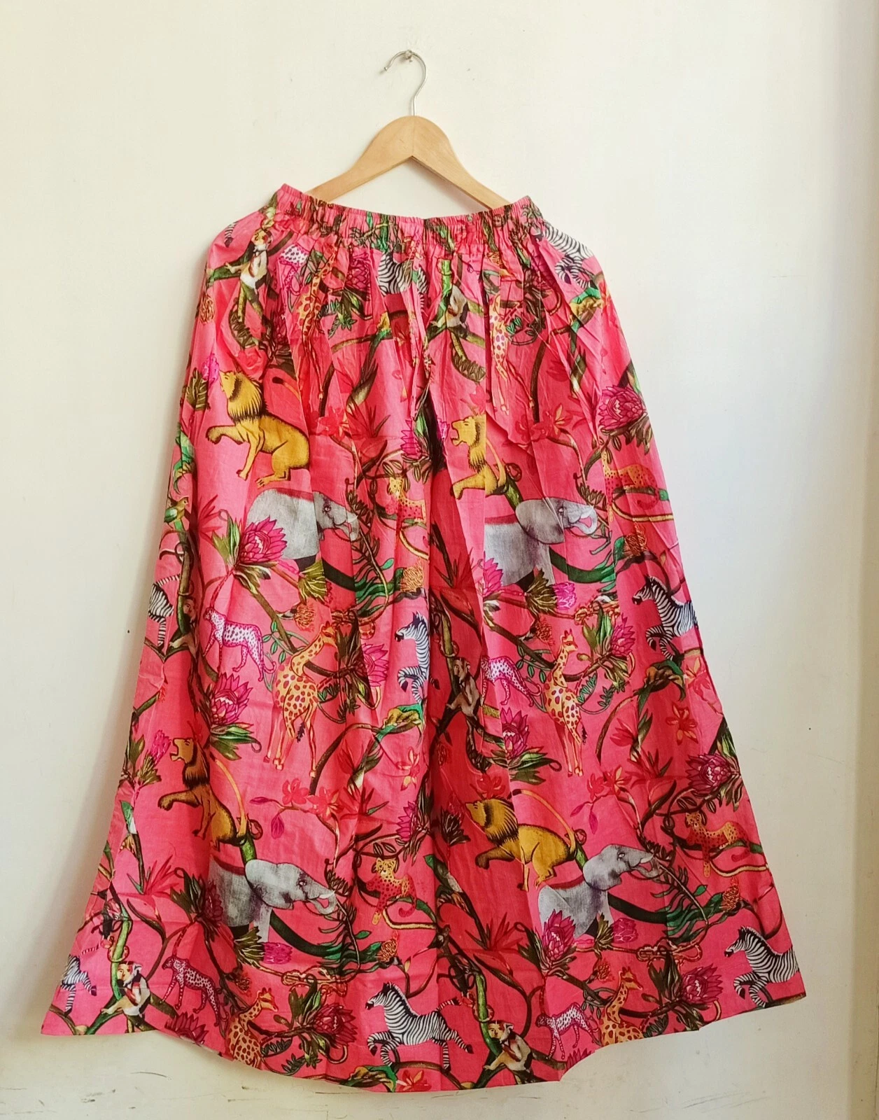 Indian Cotton Peach Animal Print Skirt Women's Clothing Partywear Skirts