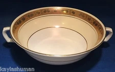 Anchor Bridgwood #4059 Cream Soup Bowl(s) Vintage Fruit on Gold Band