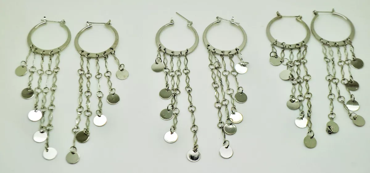 wholesale jewelry fashion lot 6 12 pcs silver hoop style drop long