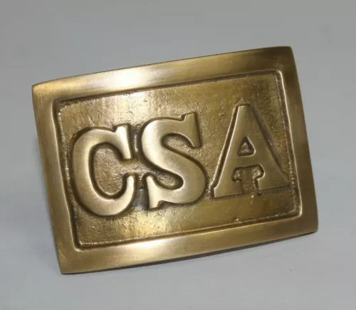 Antique Style CSA Belt Buckle Military Civil War Confederate Square Brass #1