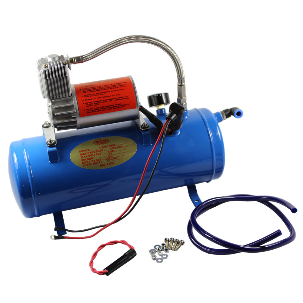 AIR COMPRESSOR WITH 6 LITER TANK FOR TRAIN HORNS MOTORHOME TIRES DC 12V 150PSI