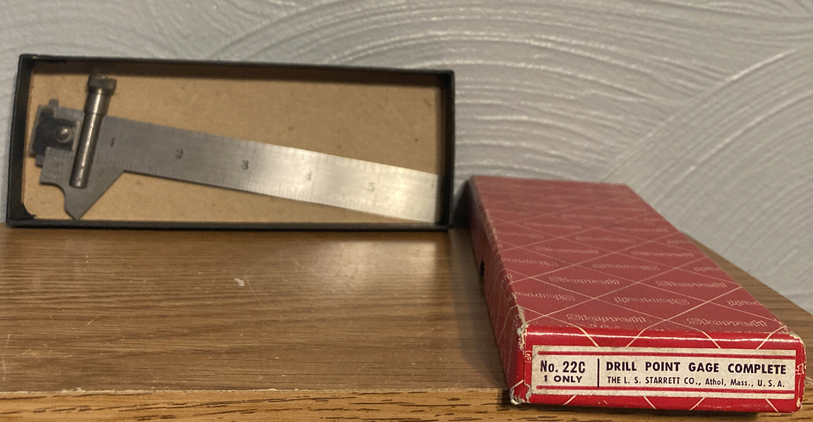 The L.S. Starrett Co. No. 22C Drill Point Gage on 604R 6" Hanging Rule