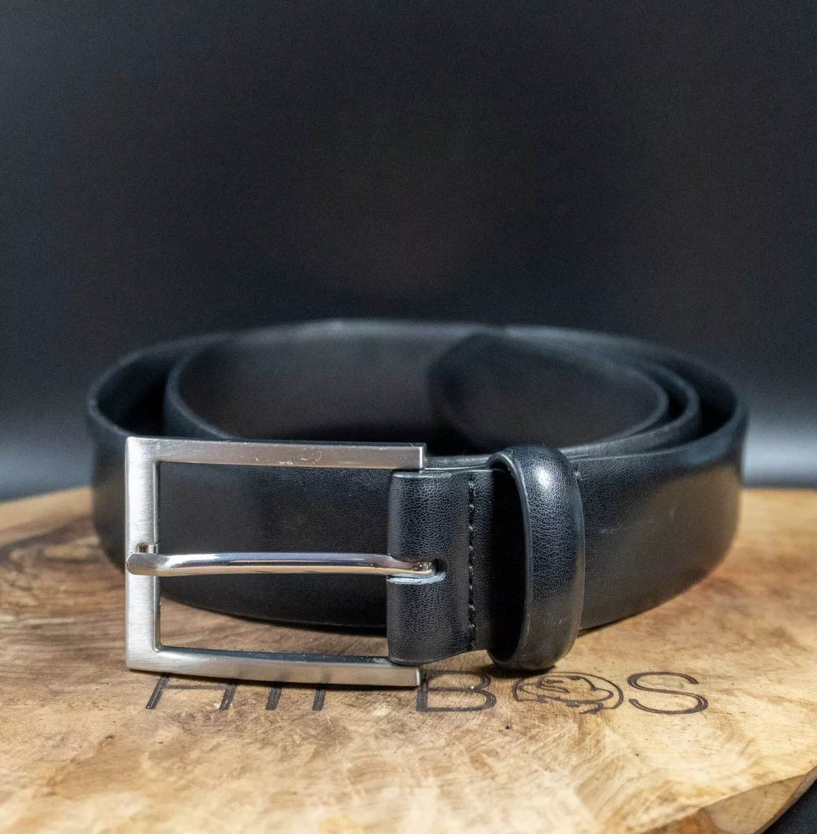 Mens black leather belt for cheap jeans