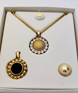 Authentic Nolan Miller 1990s Vintage Gold Plated Crystal 6 In 1 Necklace Set 24”