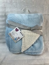Parent's Choice Baby Blanket Royal Plush Sherpa Blue White Security Lovey Unisex