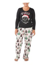 HYBRID APPAREL Womens Black Long Sleeve Top and Pants Pajamas Plus 2X