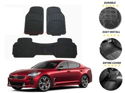 For All Kia Cadenza Car Floor Mats 3pcs Durable Rubber Weather Guard