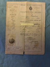 CASSOLNOVO PAVIA PASSAPORTO PER L’INTERNO DEL REGNO 1918
