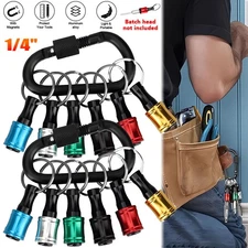 1/4" Hex Shank Quick Release Keychain Screwdriver Drill Bit Holder Bit Set US