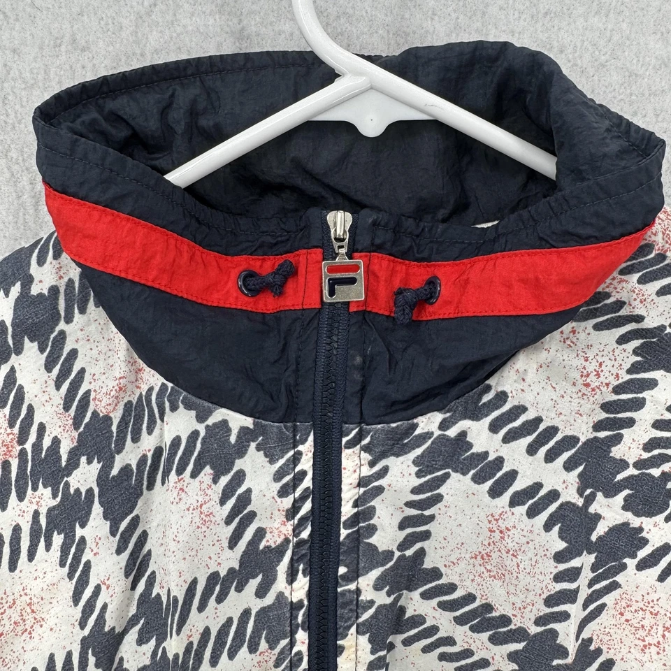Vintage FILA Jacket Mens Large Navy Red Geometric Full Zip Windbreaker 90s - Image 4 of 4