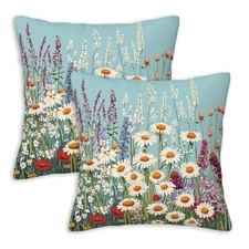 Throw Pillow Covers 18x18 Set of 2 18" x 18" Pack of 2 Wildflower Meadow