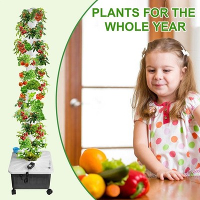 Vertical Hydroponic Garden Tower System Aeroponics Home Grow Kit 14 Layer 70 Pot