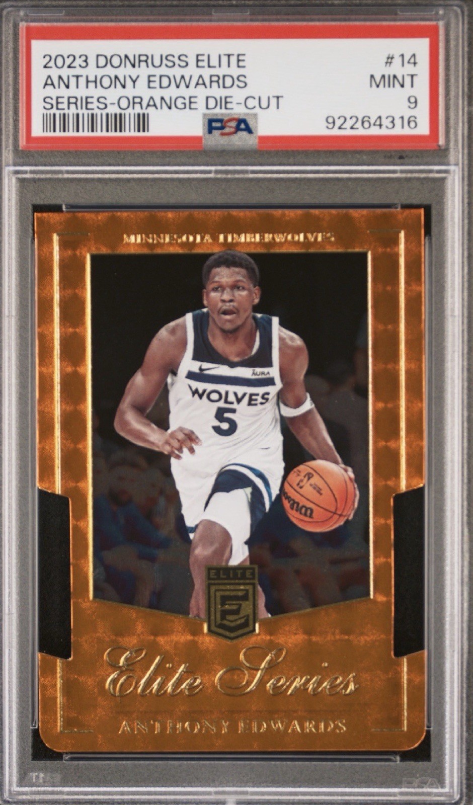 Anthony Edwards🔥Wolves 2023-24 Donruss Elite Elite Orange Die-Cut PSA 9 POP 4