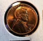 1955-S, Brilliant Uncirculated Red, Lincoln Wheat Cent Penny, "L" On The Rim