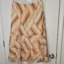 Alfred Dunner Women's Asymmetrical Skirt in Orange and Cream Size 12