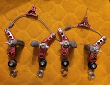 VINTAGE DIA COMPE 985 PURPLE ANODIZED CANTILEVER BRAKE SET WITH PEACE SIGN