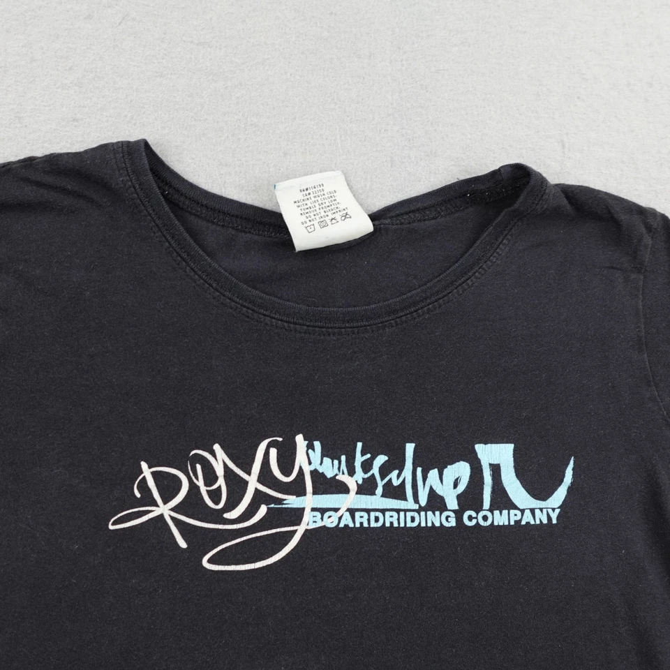 Camisa Roxy De Colección Para Mujer Mediana Negra Quiksilver Paradise Surf Gorra Manga Y2K Foto 2 de 4