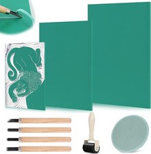 Linocut Printing Kit Linocut Linoleum Sheets Rubber Stamp 9pcs Materials