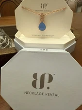 Bomb Party Necklace NK23870 Divine Lineage Ocean Blue Quartz On Rose Gold