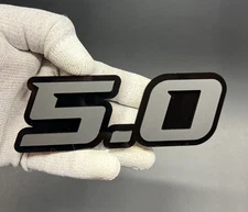 Set of (2) 5.0 Car Emblem Badges Racing Aggressive Mblack on Black Fender Badges