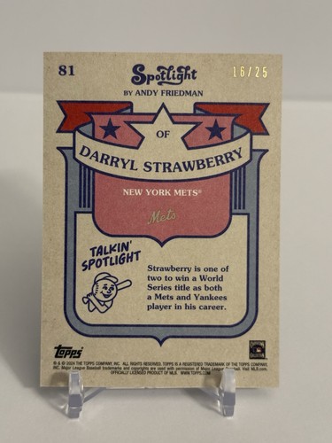 Darryl Strawberry 2024 Topps Spotlight x Andy Friedman Topps Logo Foil /25 #81 - Picture 2 of 5