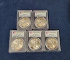 2016 $1 American Silver Eagle PCGS MS70 First Strike 30th Anniversary (Set Of 5)