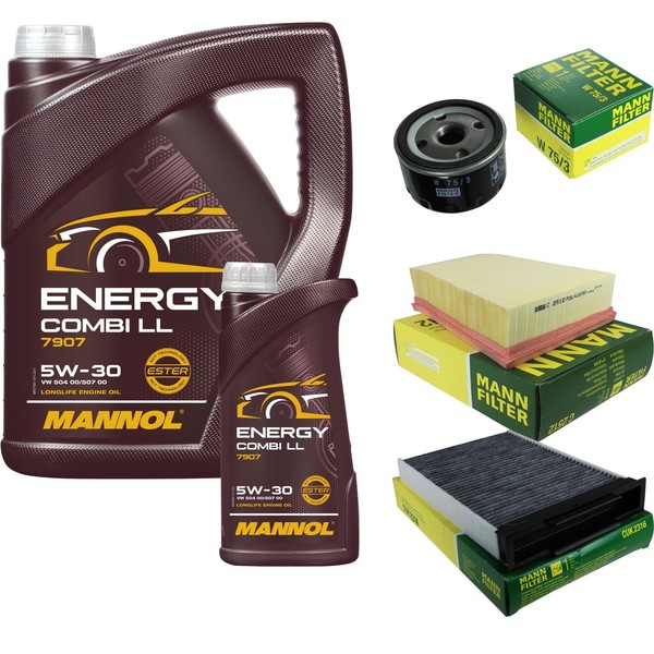 Mann Inspektionspaket 6L Mannol Energy 5W-30 FüR Renault Megane II Kombi 1.5 Dci-image