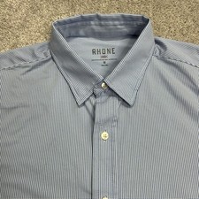 Rhone Commuter Shirt Mens Medium Blue Check Stretch Performance Button Up
