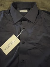 NWT Collars Co Apex Performance Dress Shirt Small Solid Navy Blue 119 Retail