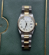 Rolex Oyster Perpetual Datejust 16031 Gold Two-Tone Auto White Roman Dial Box