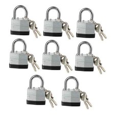 Lock, Laminated Steel Keyed Padlock, Keyed Alike Locks, Normal Pack of 8