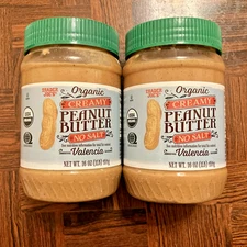 Trader Joe's Organic No Salt Peanut Butter 16 oz – Creamy, Natural, 2 Pack NEW