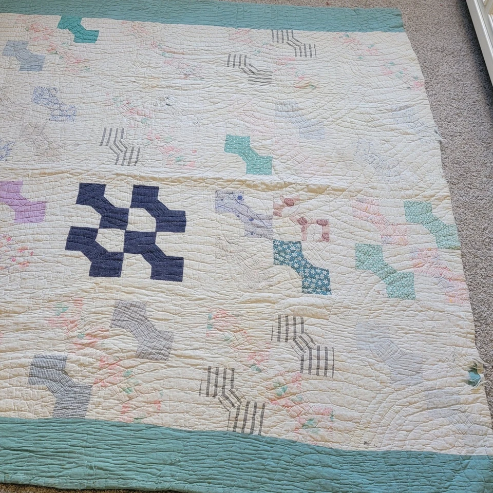 Vintage Handmade Quilt Throw Granny Patchwork Large Blanket 67 X 67 Multicolor - Image 3 of 4