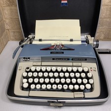 Smith Corona Galaxie Deluxe Typewriter MCM Works With Case And Key  thumbnail