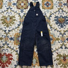 Carhartt Overalls Boys Large Black Insulated Canvas Bib Workwear Winter Outdoor
