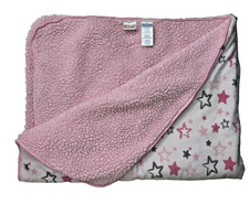 Kidgets Baby Blanket Pink Gray Stars Chamois Thick Soft Sherpa Soft