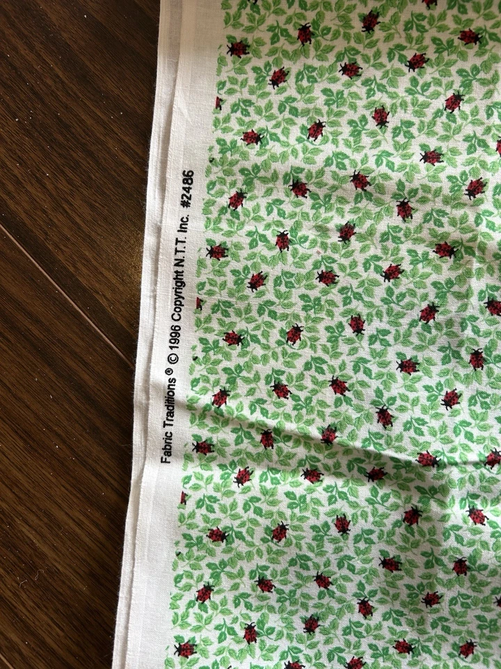 1996 Fabric Traditions #2486 Lady Bug on Green Leaves 45x36” NEW Vintage - Image 2 of 4